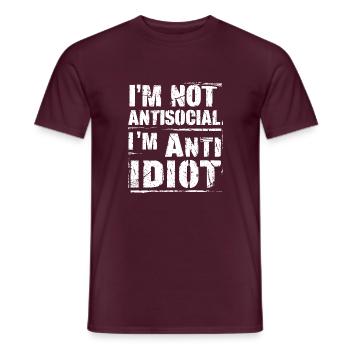 Pas fan des humains - T-shirt homme - rouge brique - Devant - AI Model Male 178 light (178cm)