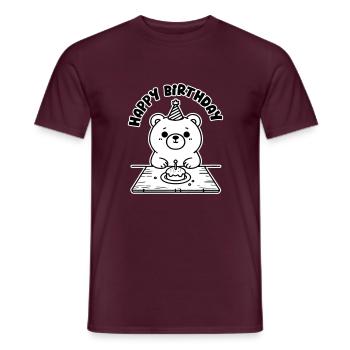 Birthday Bear having cake - Happy Birthday Design - Men's T-Shirt - brick red - Front - AI Model Male 178 light (178cm)