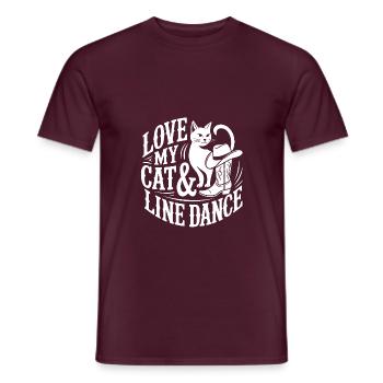 Ich liebe meine Katzen und Line Dance - Männer T-Shirt - Ziegelrot - Vorne - AI Model Male 178 light (178cm)
