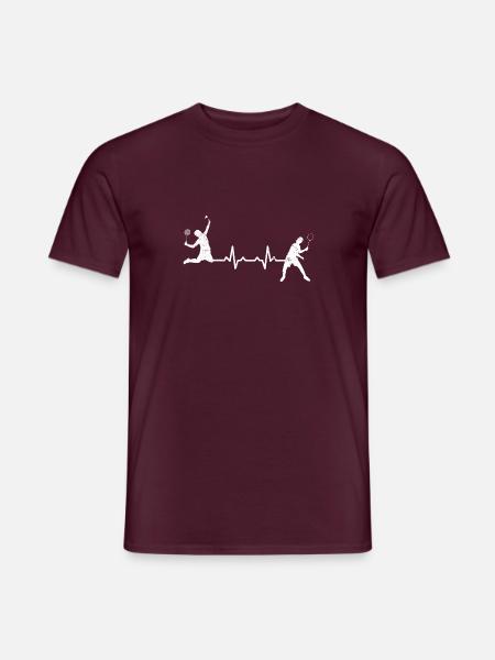 Badminton Herzschlag heartbeat geschenk federball - Männer T-Shirt - Ziegelrot