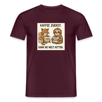 Die Welt retten - Männer T-Shirt - Ziegelrot - Vorne - AI Model Male 178 light (178cm)