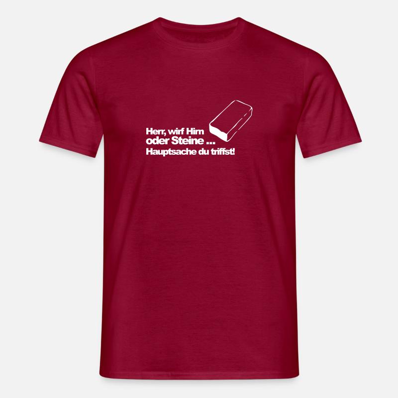 Hirn oder Steine (md) - Männer T-Shirt - Ziegelrot