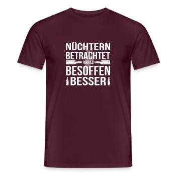 Nüchtern Besoffen / Bier / Trinken / Party - Männer T-Shirt - Ziegelrot - Vorne - AI Model Male 178 light (178cm)