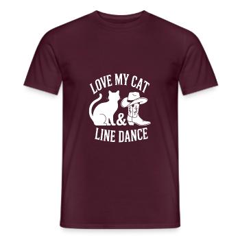 Ich liebe meine Katzen und Line Dance - Männer T-Shirt - Ziegelrot - Vorne - AI Model Male 178 light (178cm)