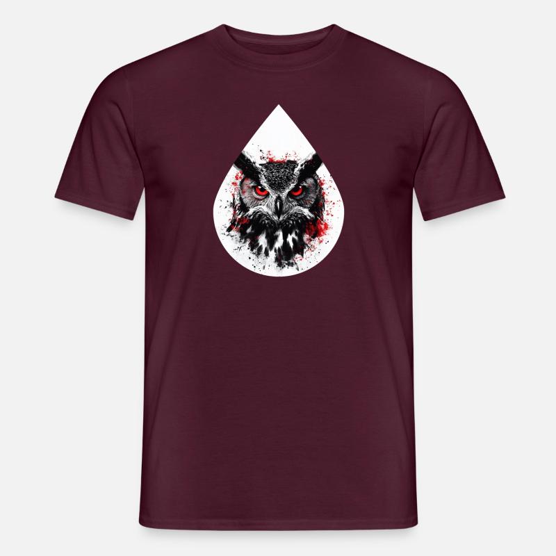 Trashpolka Eule Schwarz Rot - Männer T-Shirt - Ziegelrot