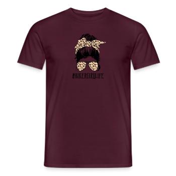 Biker Mädchen Life Messy Bun Sonnenbrille Neuheit Distr - Männer T-Shirt - Ziegelrot - Vorne - AI Model Male 178 light (178cm)