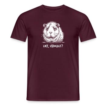 Meerschweinchen, das nicht amüsiert ist, wie ernsthaft über Sarcast urteilt - Männer T-Shirt - Ziegelrot - Vorne - AI Model Male 178 light (178cm)