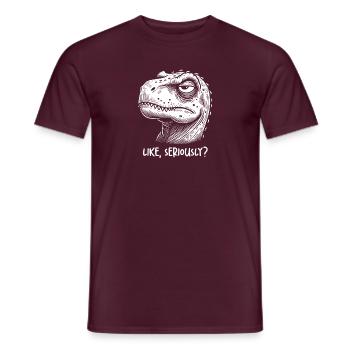 t-rex Dinosaur Unamused Like Seriously Judging Sar - Men's T-Shirt - brick red - Front - AI Model Male 178 light (178cm)