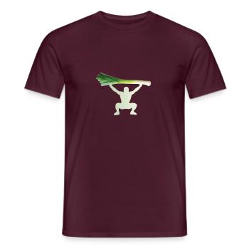 L'haltérophile aux poireaux - T-shirt homme - rouge brique - Devant - AI Model Male 178 light (178cm)