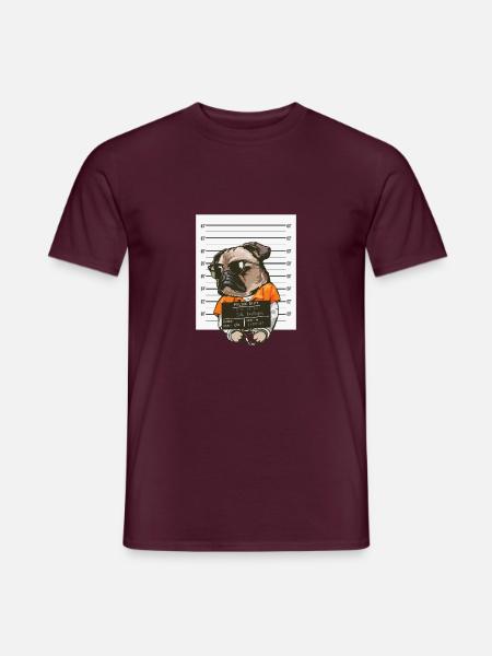 Hunde Gangster dog mugshot Bulldogge - Männer T-Shirt - Ziegelrot