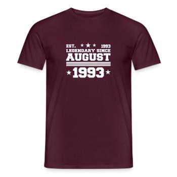 29ème anniversaire Août né 1993 Idée cadeau - T-shirt homme - rouge brique - Devant - AI Model Male 178 light (178cm)