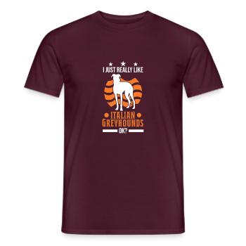 J’aime vraiment les lévriers italiens ok - T-shirt homme - rouge brique - Devant - AI Model Male 178 light (178cm)