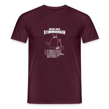 Meine Vier Stimmungen Schlaf Morgenmuffel Katze - Männer T-Shirt - Ziegelrot - Vorne - AI Model Male 178 light (178cm)