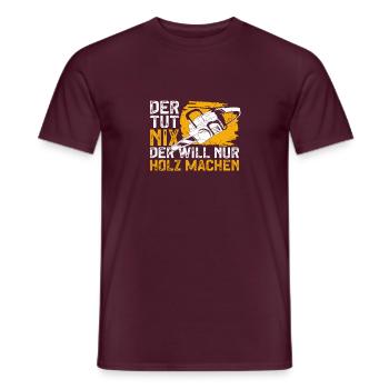 Der tut nix der will nur Holz machen - Kettensäge - Männer T-Shirt - Ziegelrot - Vorne - AI Model Male 178 light (178cm)
