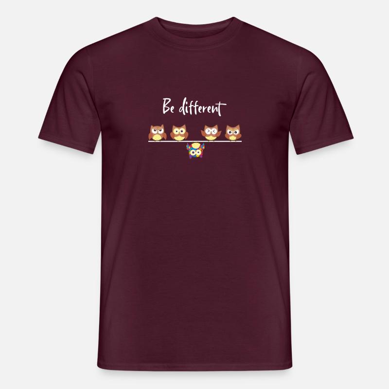 Eulen Be Different Puzzle Autismus Eule - Männer T-Shirt - Ziegelrot