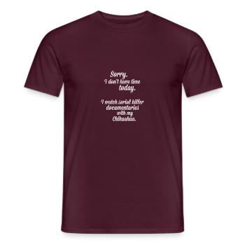 I watch documentaries with my Chihuahua - Men's T-Shirt - brick red - Front - AI Model Male 178 light (178cm)