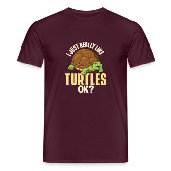 I Just Really Like Turtles Ok - Cute Sea Turtle - Men's T-Shirt - brick red - Front - AI Model Male 178 light (178cm)