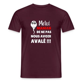 Merci maman de ne pas nous avoir avalé - T-shirt homme - rouge brique - Devant - AI Model Male 178 light (178cm)