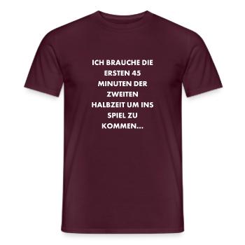 Zweite Halbzeit Fußball Experten Spruch - Männer T-Shirt - Ziegelrot - Vorne - AI Model Male 178 light (178cm)