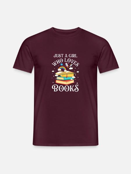 Nur ein Mädchen, das Bücher liebt - Süßer Buchliebhaber - Männer T-Shirt - Ziegelrot