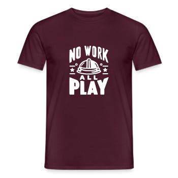 Pas de travail, tout le jeu - T-shirt homme - rouge brique - Devant - AI Model Male 178 light (178cm)