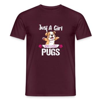 Pug Love Girl - Men's T-Shirt - brick red - Front - AI Model Male 178 light (178cm)