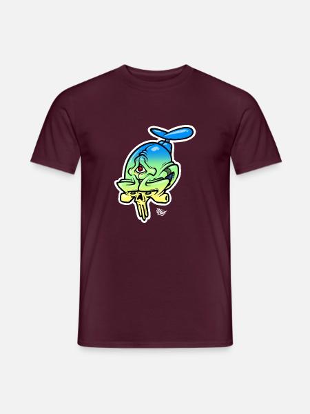 farbiger totenkopf mit drittem auge - Männer T-Shirt - Ziegelrot
