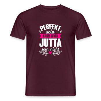 Jutta - Perfekt Sein Kann Jeder Jutta Nicht - Männer T-Shirt - Ziegelrot - Vorne - AI Model Male 178 light (178cm)