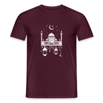 Mosquée avec croissant de lune - T-shirt homme - rouge brique - Devant - AI Model Male 178 light (178cm)