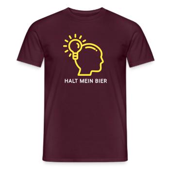 Innovatives Denk-Design mit Lichtsymbol - Männer T-Shirt - Ziegelrot - Vorne - AI Model Male 178 light (178cm)
