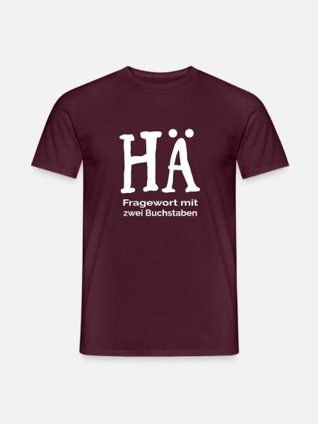 HÄ? Fragewort mit zwei Buchstaben! - Männer T-Shirt - Ziegelrot