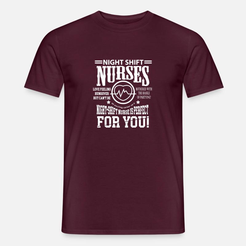 Nachtschicht Krankenschwester Pfleger Geschenk - Männer T-Shirt - Ziegelrot