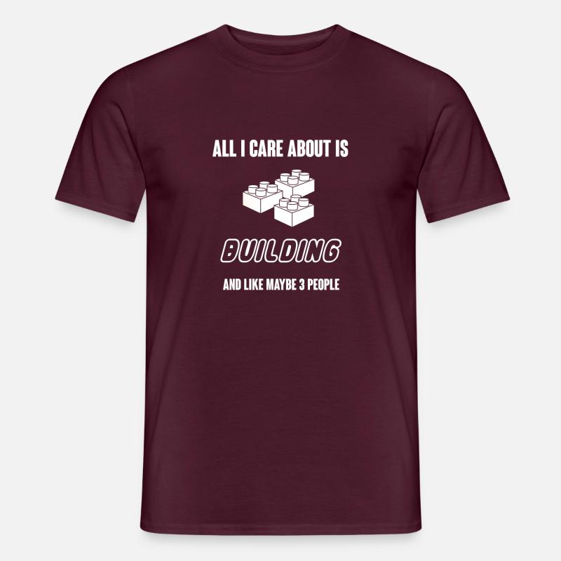 Baustein - Bausteine - Bauen - Geschenk - Männer T-Shirt - Ziegelrot