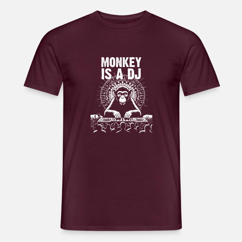 Monkey ist ein DJ - Männer T-Shirt - Ziegelrot