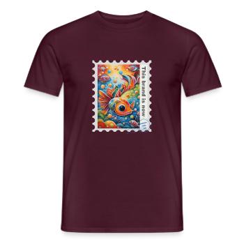 Airbrush-Illustration "Fische 02" EN - Männer T-Shirt - Ziegelrot - Vorne - AI Model Male 178 light (178cm)