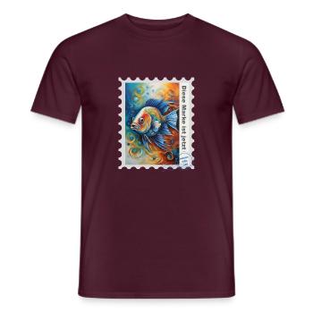Airbrush illustration "Fish 08" EN - Men's T-Shirt - brick red - Front - AI Model Male 178 light (178cm)