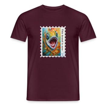 Airbrush-Illustration "Fish 04" EN - Men's T-Shirt - brick red - Front - AI Model Male 178 light (178cm)