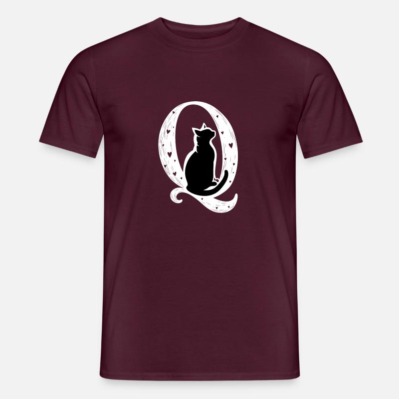 Buchstabe Q mit Katze - Männer T-Shirt - Ziegelrot