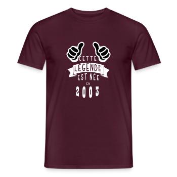 Légende 2003 Authentic 2003 Vintage Bursdag - T-shirt homme - rouge brique - Devant - AI Model Male 178 light (178cm)