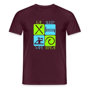 Manger dormir rave répéter nourriture sommeil corbeau disant - T-shirt homme - rouge brique - Devant - AI Model Male 178 light (178cm)