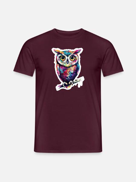 Niedliche Eule Kawaii Maskottchen - Männer T-Shirt - Ziegelrot