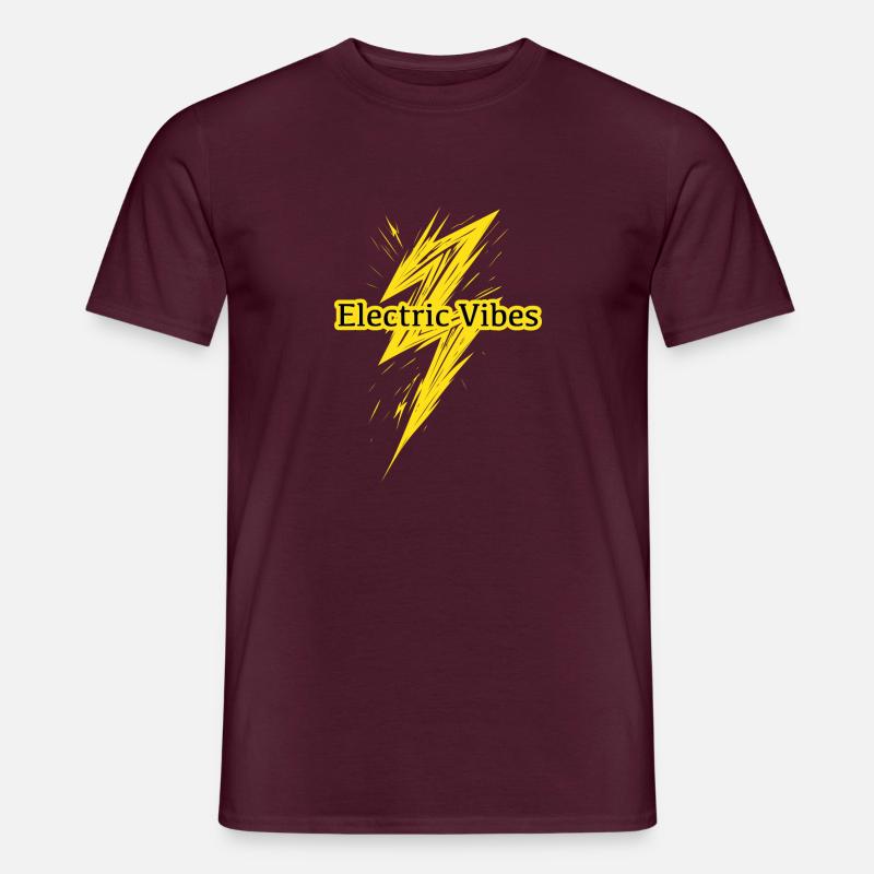 Electric Vibes: Element Blitz-Design - Männer T-Shirt - Ziegelrot