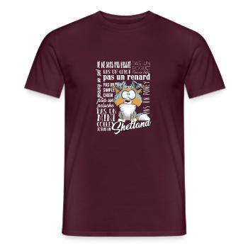 I Am Shetland - Blue Merle Tricolore FR - Men's T-Shirt - brick red - Front - AI Model Male 178 light (178cm)