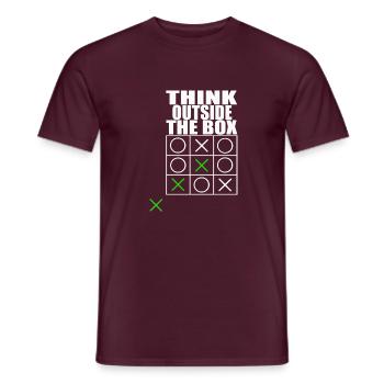 think outside the box - Men's T-Shirt - brick red - Front - AI Model Male 178 light (178cm)