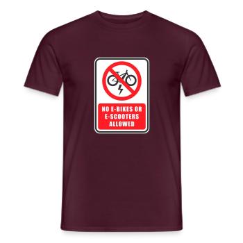 No electric scooter or bike traffic sign - Men's T-Shirt - brick red - Front - AI Model Male 178 light (178cm)