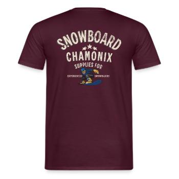 Chamonix snowboarding - Men's T-Shirt - brick red - Back - AI Model Male 178 light (178cm)