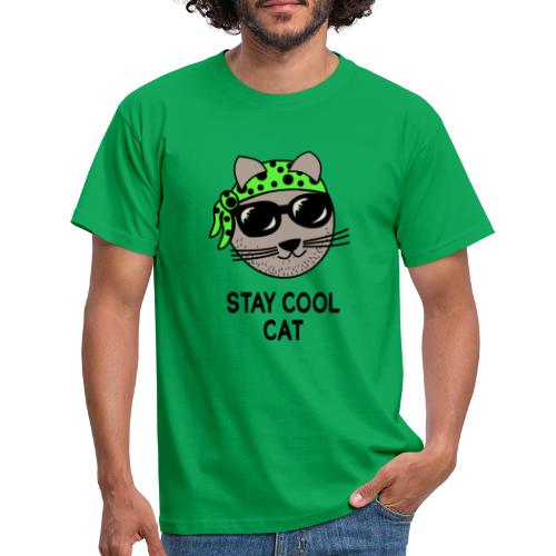 Coole Katze mit grüner Bandana - Männer T-Shirt
