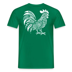 Modèle Coq Tribal : Symbole de Force et Fierté personnalisé sur T-shirt homme