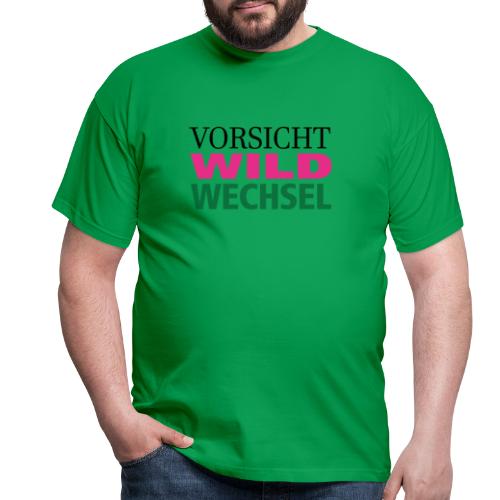 Vorsicht Wildwechsel schwarz rosa grau - Männer T-Shirt