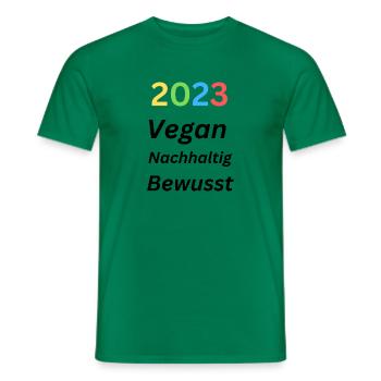 Vegan 2023 Nachhaltig Future Demo Helfen Tiere Do - Männer T-Shirt - Kelly Green - Vorne - AI Model Male 178 dark (178cm)